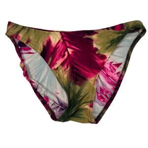 Sunset Palms Green Pink Multi-Color Palm Tree Low Rise Bikini Bottom XS NWT